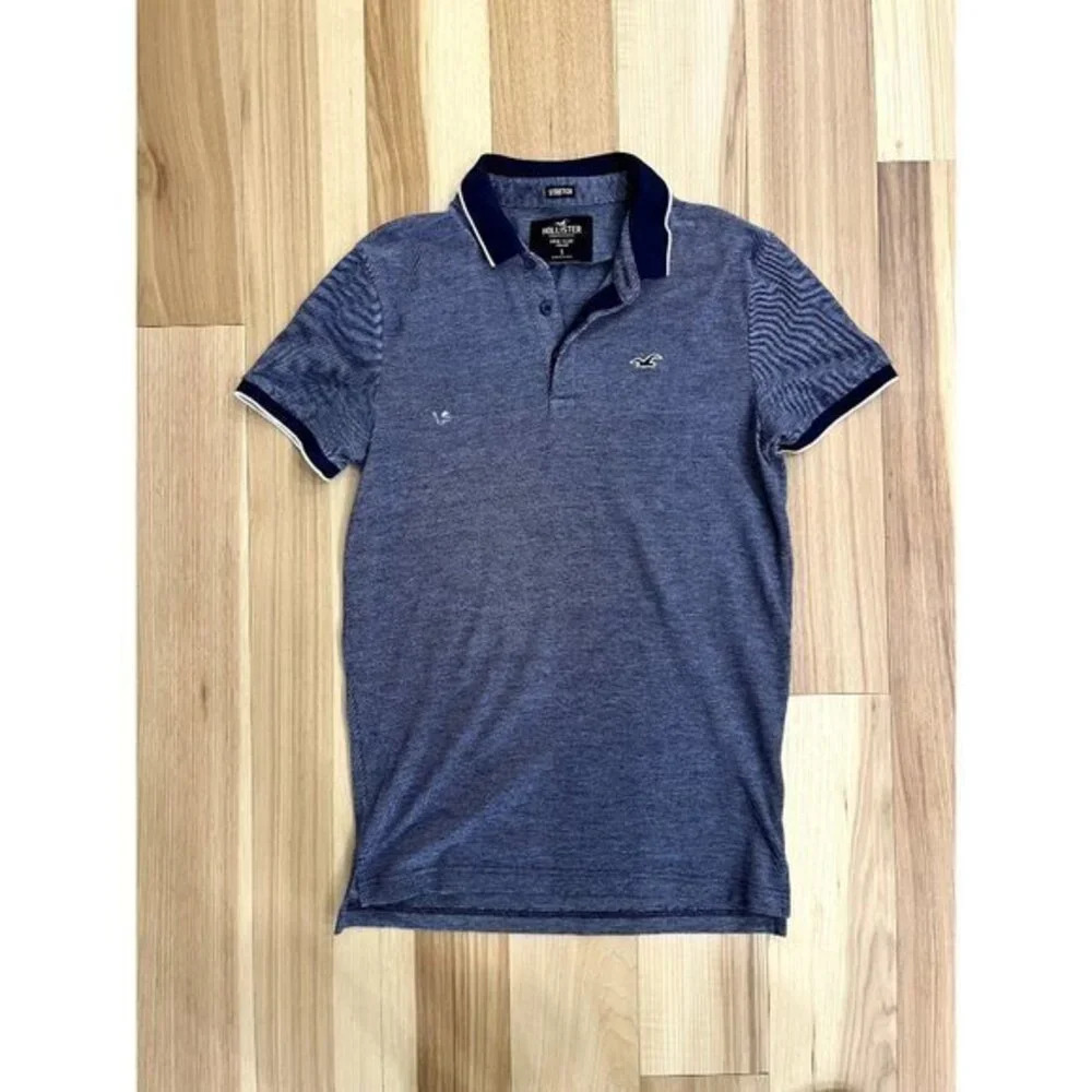 Hollister Epic Flex Polo Shirt Navy Blue S Mens